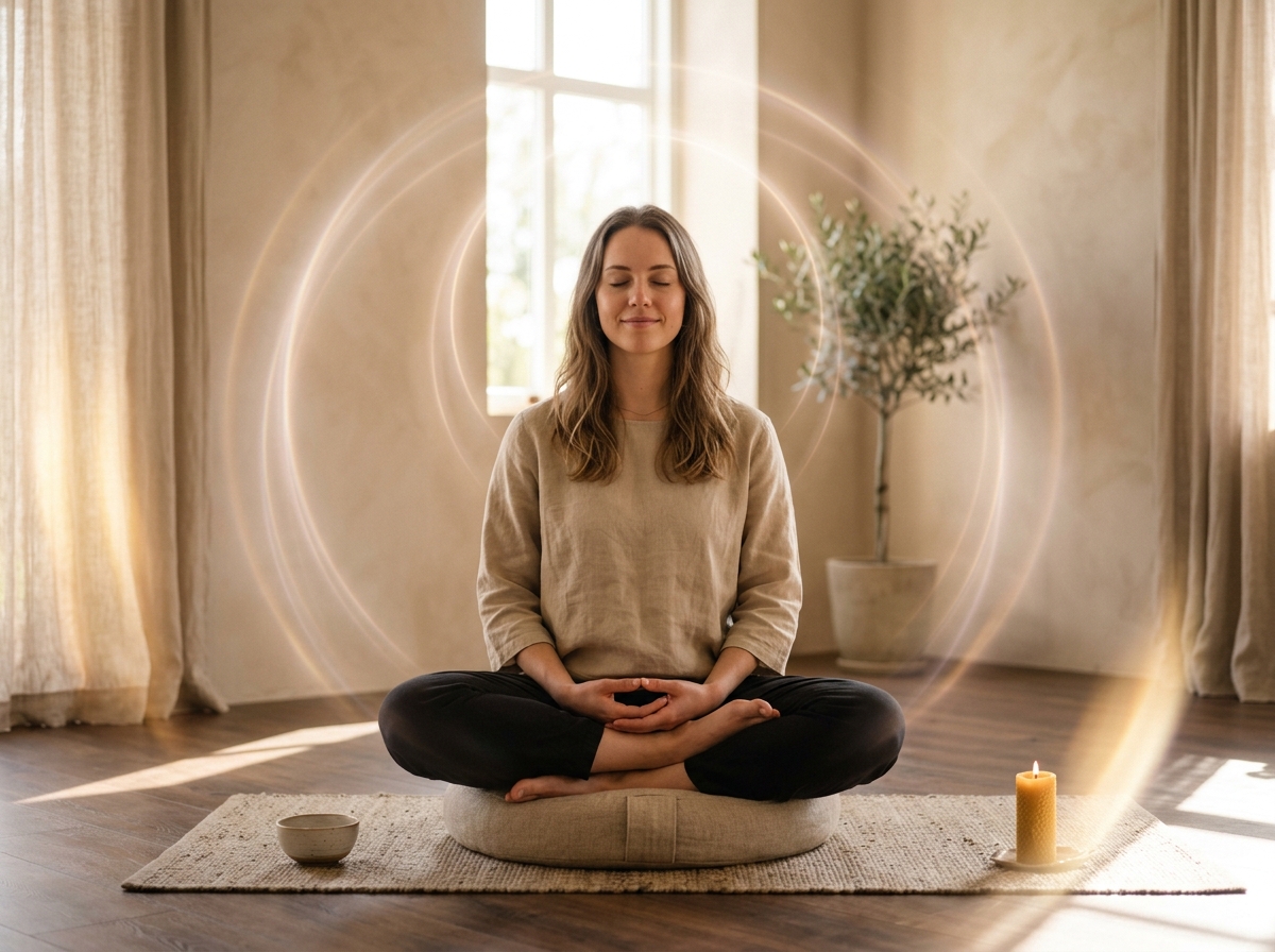 Mindfulness Meditation showing calm observation rings